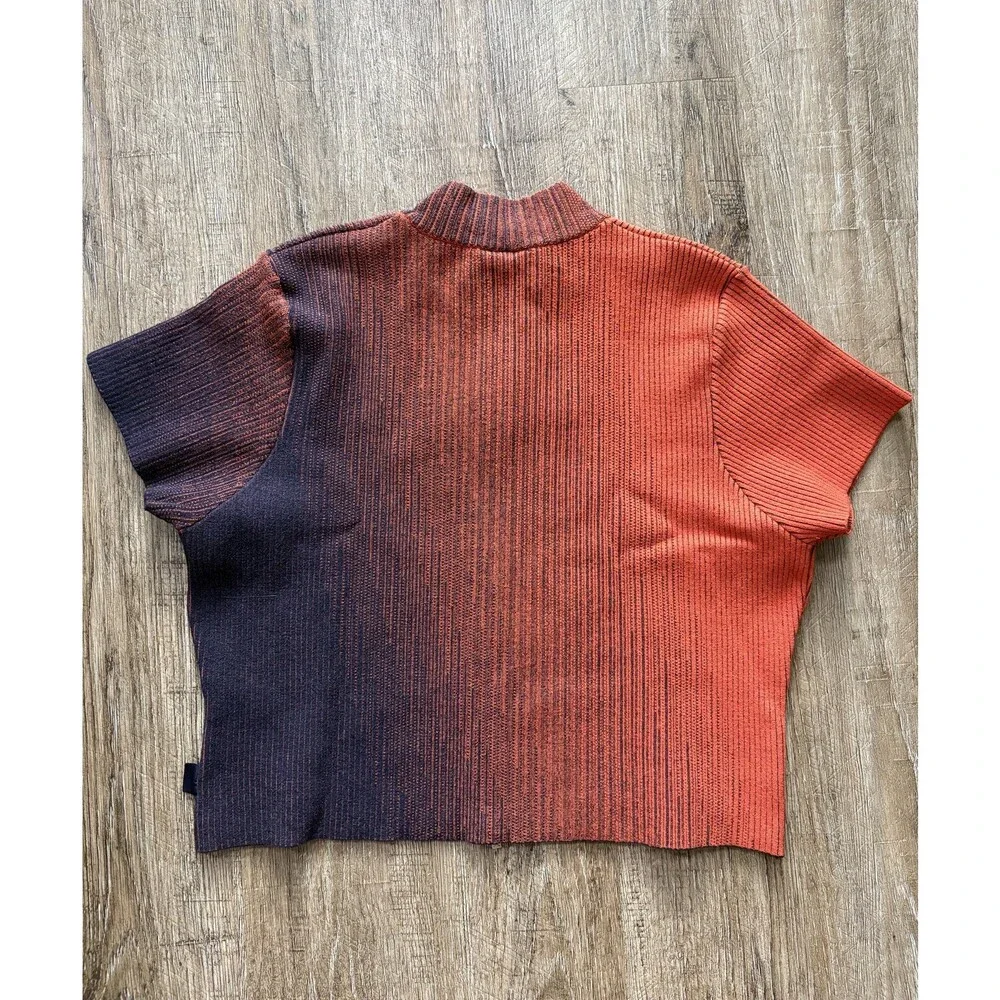 Nike Jordan Full Zip Knit Short Sleeve Top Purple Orange Womens Sz Lg HF9438-54 - Picture 2 of 4